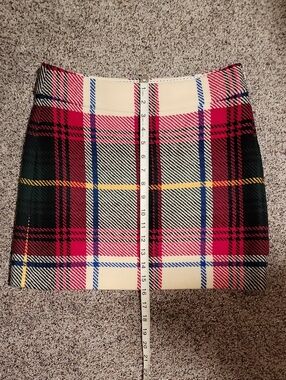 J. Crew Red, Cream, Black Plaid Mini Skirt with Yellow & Blue Accents